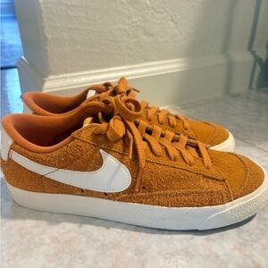 Nike Suede Sneakers in Burnt Orange with White Swoosh